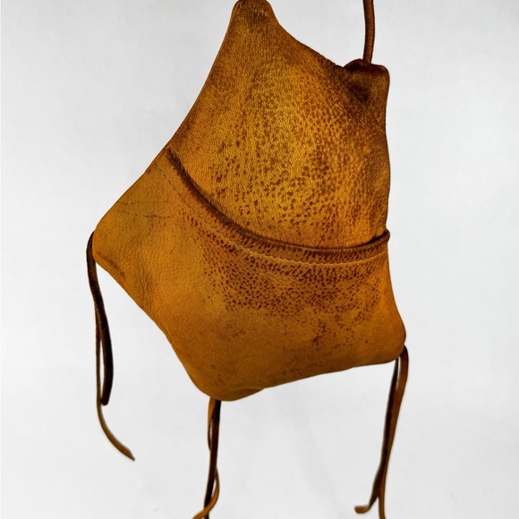 Erda Leather Crossbody Bag Camel Brown Handmade Maine Rustic Minimalist main image 12